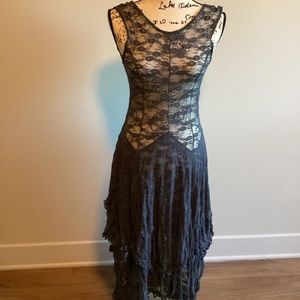 Free People Gray  Lace French Courtship Dress